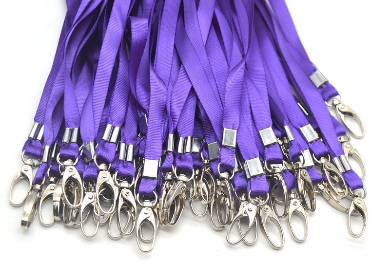 Bird Fiy Purple Lanyards 100Pcs 17.5 inch Nylon Lanyard,Lanyards Swivel Hooks Clips Great for ID Name Tags Badges/Key Chains - Image 5